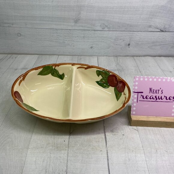 Vintage Franciscan APPLE California Earthenware Oven Safe Divided 10" Oval Bowl - Picture 1 of 16
